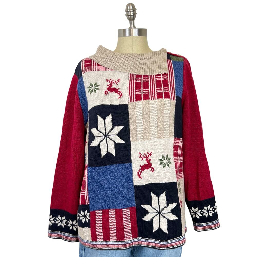 Christopher and Banks Christmas Nordic Holiday Print Pullover Sweater (Sz XL)